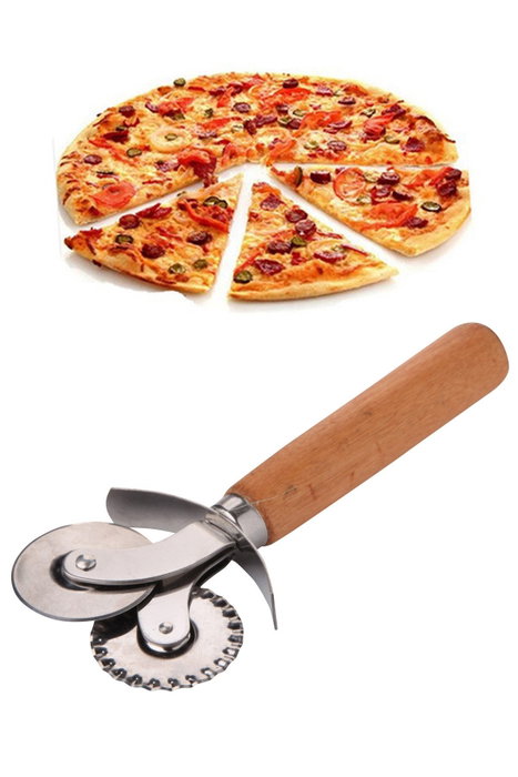 Hermia Cortador de pizza BLS-PZC-02 con soporte de madera Hermia Cortador de pizza BLS-PZC-02 con soporte de madera